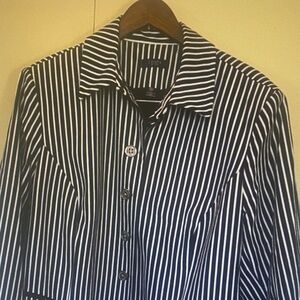 Chaps Black and White Striped Women’s Jacket Size 3X Office Professional